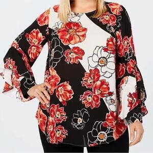 Alfani Plus Size Ruffled-Sleeve Printed Blouse. Size 3x. New with tags.